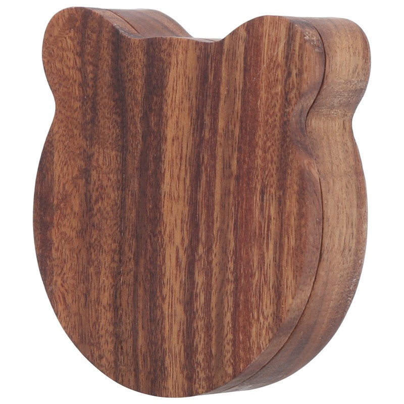 Guitar Pick Box Sapele Wood Cartoon Bear Instrument Accessories Storage