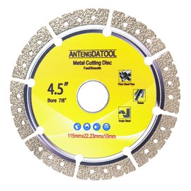 ANTENGDATOOL 4-1/2 Inch Diamond Cut Off Wheel for Metal, 4.5" Angle Grinder Cutting Grinding Disc on Cast Iron Rebar Steel Carbide Stainless Saw Blades 7/8“ Arbor