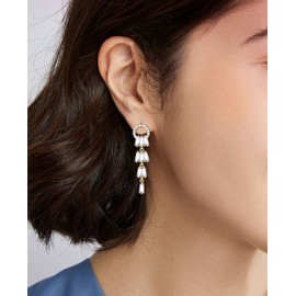 KristLand Women's Tassel Earrings 925 Silver Earpin Zirconia Pendant Crystal Earrings Wedding New Year Birthday Gift Jewellery Box for Girls Girlfriend Bride, Sterling Silver