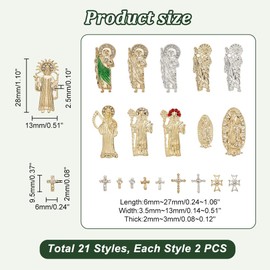 AHANDMAKER 42 Pieces Nail Cross Charms, 21 Styles, 3D Nail Charms, Colorful Nail Art Decoration Accessories with Glass Rhinestones for Nail Art Rhinestones Accessories