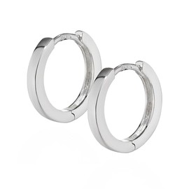 NKlaus Silver Pair Genuine 925 Sterling Silver Folding Hoop Earrings Square 15 mm 1889, Sterling Silver