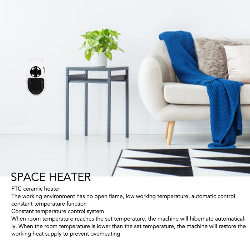 500W Household Mini Space Heater Plug In Portable Home Office