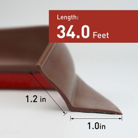 FOSLUOC Garage Door Seal Top and Sides Seal Strip Brown 34 FT Adhesive Backed Rubber Weather Stripping Replacement Weatherproofing Universal Sealing