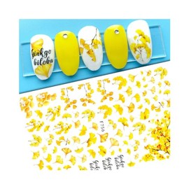 Generic Leaf Maple Bird Autumn Ginkgo Guava Fruit Palm Ash Oak Yew Nail Decal Sticker F756 Nail Wraps Art Stickers Manicure Supplies for Women for Home Nails Full Long Lasting Easy Apply and Remove