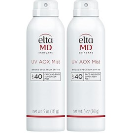 EltaMD UV AOX Mist - Protector solar mineral SPF 40, protector solar facial y corporal de amplio espectro con óxido de zinc, 100% mineral activo, refu