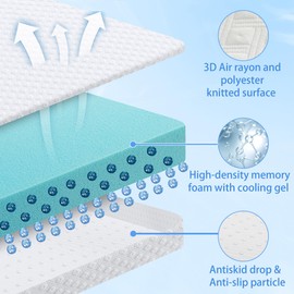 BEDHOURS 3 Inch Gel Memory Foam Mattress Topper King Size, Ventilated Mattress Pad for Pressure Relief, Cooling Soft Bed Topper with Removable Cover (White, King)