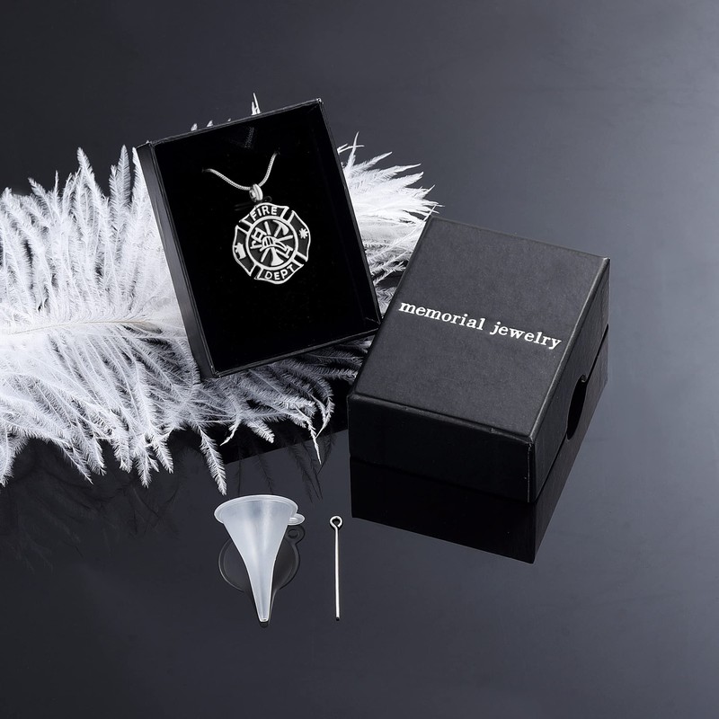 memorial jewelry Firefighter Fire Dept Round Cremation Pendant Cremation Jewelry