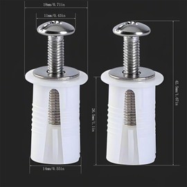 CYILIUEN 4 Pack 1407C6 Toilet Seat Screws Includes Phillips Screwdriver Installation Tool Universal Toilet Fixings for WC Toilet Blind Holes