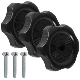 Aussio (3-Pack, Black 1" Shaft RV Window and Vent Knob Interior Hardware Camper Windows Replacement Trailer Knobs RV Window Latch Knob 2-1/4 Inch Diameter Plastic Windows Knobs