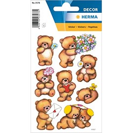 HERMA 3578 Aufkleber Teddybär klein groß, 24 Stück, Tiere Sticker mit süßen Teddy Bären Motiv, Kinder Etiketten für Fotoalbum Tagebuch Poesiealbum Scrapbooking Geburtstag Dekoration Briefe DIY Basteln