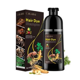 CAIGAIBAI 3-in-1 Black Hair Dye Shampoo for Gray Coverage, Hair Color Shampoo for Both Women and Men, with Natural Herbal Ingredients (16.9 Oz / 500ML)