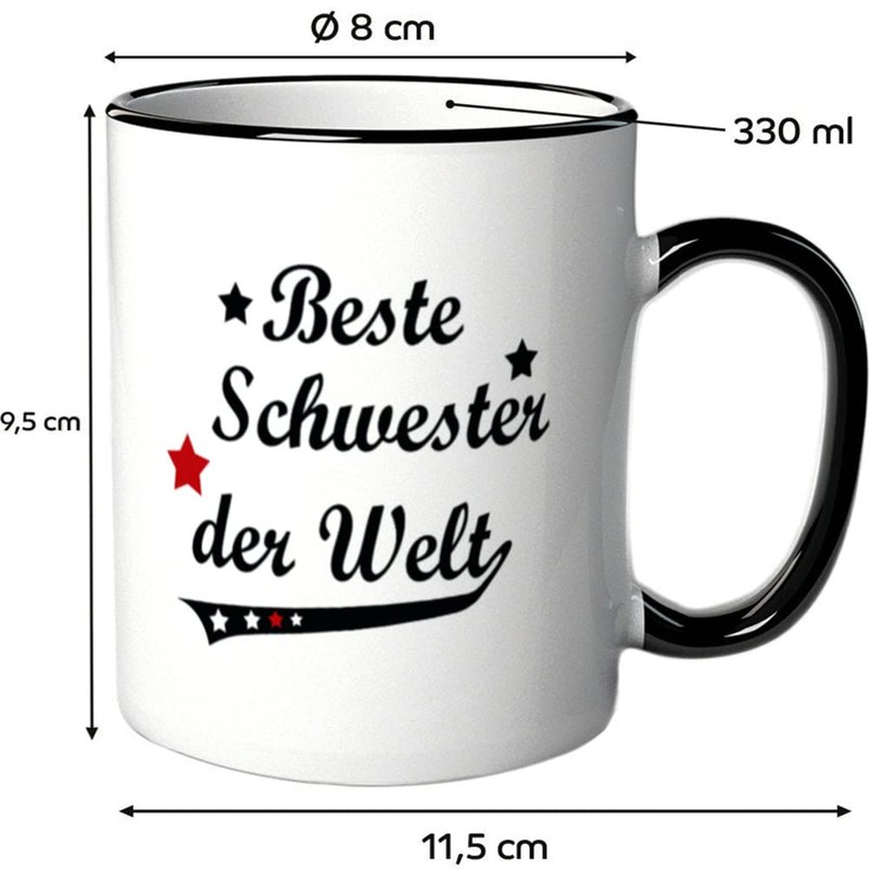 Schwester Geschenk - Tasse mit Druck für die beste Schwester