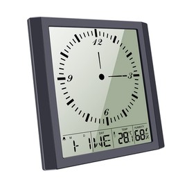 Lancoon Digital Screen Wall Clock Indoor Temperature Humidity Mute Snooze for Strong Sleep Black