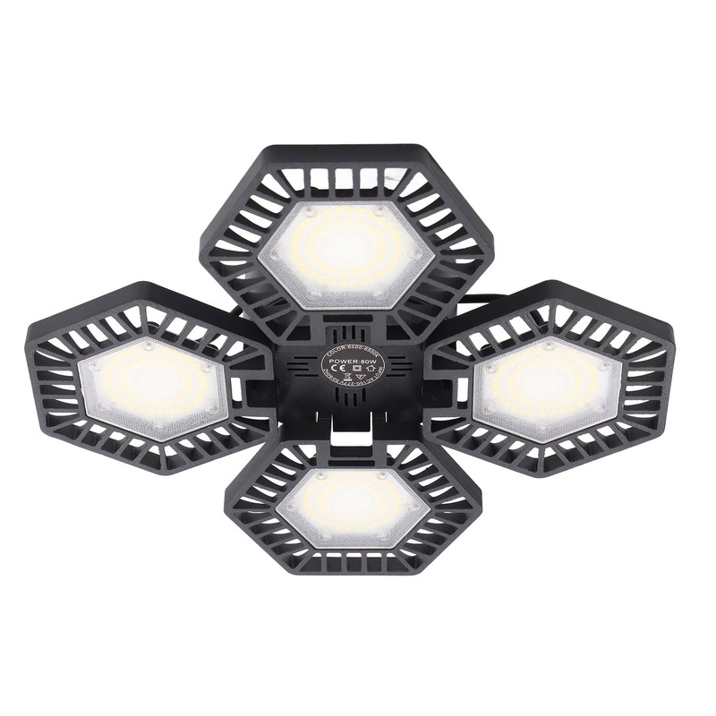 LED Garage Light Cool White 80W 4 Panel 90 Degree