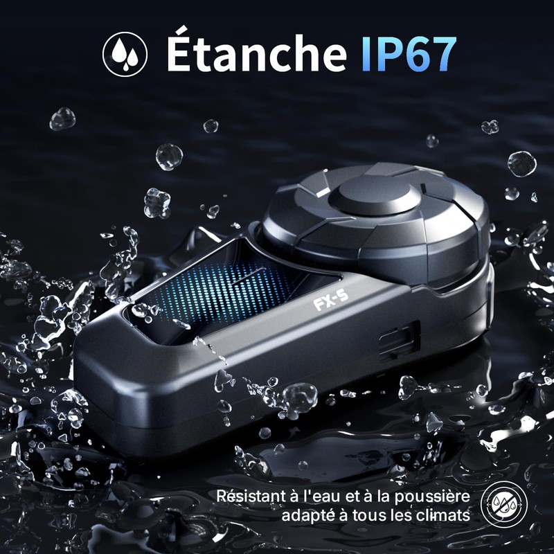 Fodsports FX-S Motorcycle Intercom Bluetooth 5.4 Communication System 2 Way