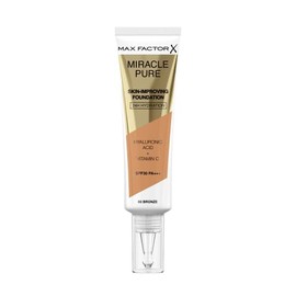 Max Factor Miracle Pure Skin Improving Foundation Colour 80 Bronze, Skin Enhancing Makeup with SPF 30, 30 ml