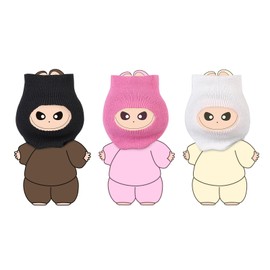 3Pack La Bao-Bao Doll Mask, La Bao-Bao Accessories, Fashion Chic Mask for La Baobao Dolls Accessories,Mask Set for 17cm Dolls（Black, White, Pink