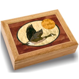 MarqArt Wood Goose Jewelry Box - Hinged Lid Organizer for Rings, Bracelets, Watches - Store Your Precious Valuables In This Spacious Velvet-Lined Holder - (#2114BH 6x8x2)