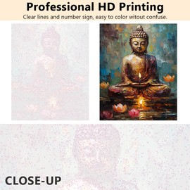 TISHIRON Buddha Paint by Numbers Adults, Lotus Paint by Numbers, Paint by Numbers and Acrylic Paint, 16 x 20 Inches, No Flames, Paint by Numbers Adults, Family, Friends