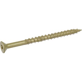 Power Pro Premium One Multi-Material Flat Head Screws, Epoxy Coated Steel, Fasten in Wood, Metal, Concrete, Drywall and Plastic, Bronze, ¼ x 3-½ inches, Box of 10 Screws