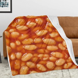 Baked Beans 3D Funny Realistic Food Ultra-Soft Throw Blanket 50"x40" Travel All Season Bed Sofa Dorm Decor Bedding Bedroom