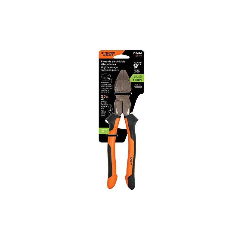 Truper Expert T211-9X, Pinza para electricista 9 alta palanca mango