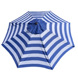 BELLRINO DECOR 9ft 8 Ribs Replacement Royal Blue/White Stripe STRONG AND THICK Umbrella Canopy (Canopy Only)