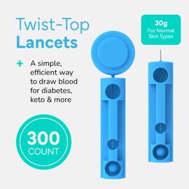 OWELL Twist Top Lancets, Sterile Lancets for Diabetes Testing, Lancets for Diabetic & Blood Sugar Test, Thin Lancet for Regular Skin, 30 Gauge, 300 Count