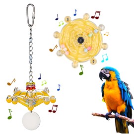 Rotating Rattle Funny Parrot Wheel, Household Bird Cage Entertainment Exercise Accessories (Yellow, Pair)