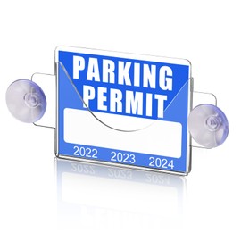 RONGWI 1 Pack Parking Permit Holder for Car Windshield,Acrylic Pass Holder with Strong Suction Cup,Clear Parking Tag Holder for Parking Permit,Vehicle Permit,Toll Pass,Name Card(4x3in)