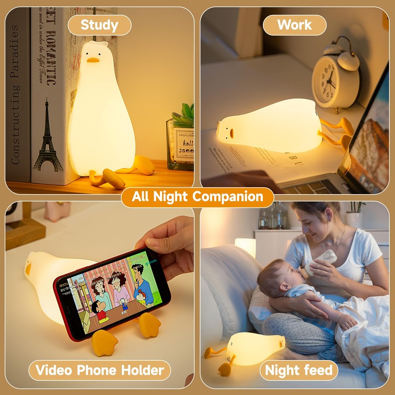 ATCTBOGFS Cute Duck/Chicken/Pig/Rabbit/Panda Night Light, LED Squishy Animal Novelty Lamp