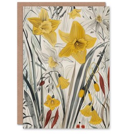Artery8 Greeting Card Daffodils Floral Artwork Spring Wildflowers For Her Woman Birthday Card
