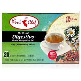 Peruchef Te Digestivo Mezcla de Hierbas (Menta, Camomila, Anís) 20 Sobres | 20 Bags of Digestive Mix-Herbal (Mint, Chamomile, Anise) Tea from Peru 0.71 oz