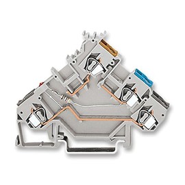 WAGO 280-560/281-434 for PNP-(HIGH-Side) Switching SENSORS, 2.5 MM², CAGE CLAMP®, LED (RED), Gray, 2;50 MM², with Colored Conductor Entries, 3-Conductor Sensor Terminal Block