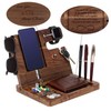 Wooden Phone Docking Station for Men - Engraved Nightstand Organizer,