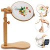Embroidery Stand, Size Adjustable Embroidery Frame Hoop Stand, Natural Beech