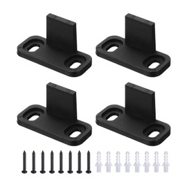 QUARKZMAN Pack of 4 Barn Door Pom Universal Sliding Barn Door Fittings Flat Rail Guide Swing Plug Suitable for Bypass Cabinet Bags Doors Without Slots Guide Black