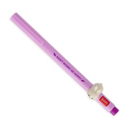 Legami - Gel Pen - Lovely Friends, Removable and Recombinable Decorative Animal, Prevents Rolling, Purple Ink, Fine Tip 0.5 mm, Bunny Theme