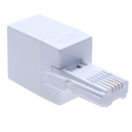 BT Telephone Line Cable Adapter from RJ11 Socket Female Jack to BS6312 431A Male Plug | British UK Modular Standard Connector to 6P4C for RJ11 universal lead | 4 Wire Converter | White