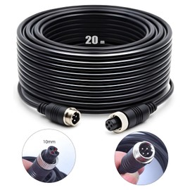 CAMECHO 50FT/20M 4-Pin Aviation Plug Reversing Camera Cable for Reversing Camera Car Camera Monitor