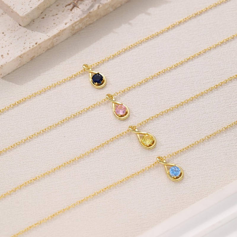 JSJOY Birthstone Necklace for Mom Dainty Gold Necklace for Women