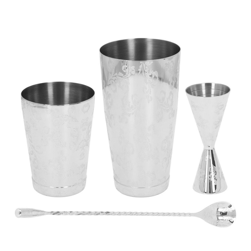 Boston Cocktail Shaker Set Multifunctional 304 Stainless Steel Vintage Print