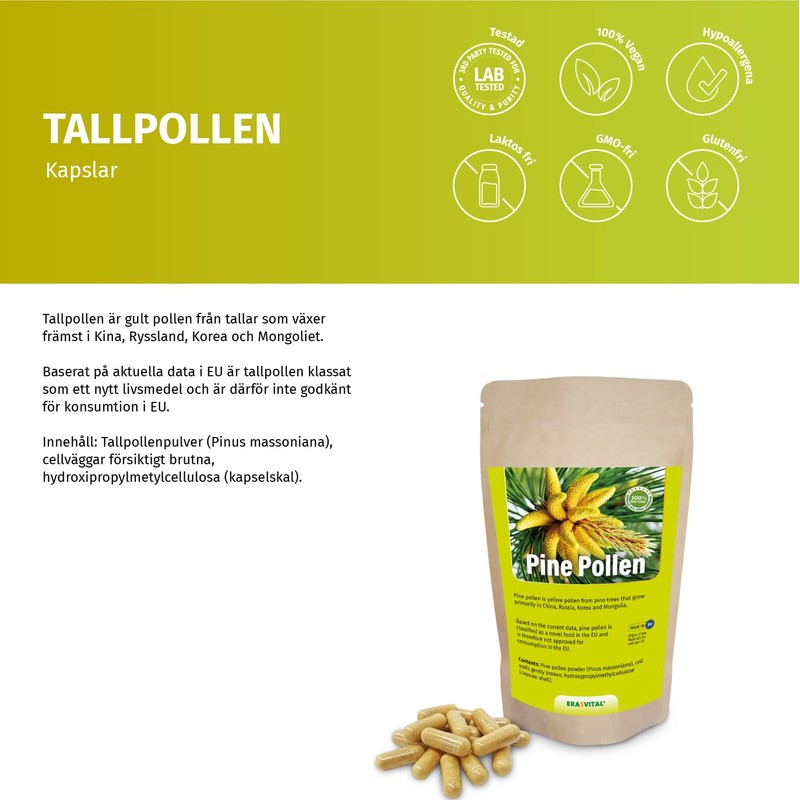 Pinien Pollen Kapseln Wildsammlung Zellwandgebrochen vegetarische Kapselhülle (90 stück (1er
