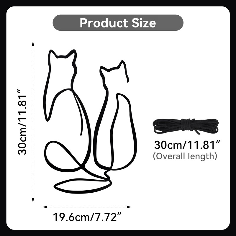 Cat Wall Decoration Metal, Minimalist Metal Black Cat Decoration, Wall