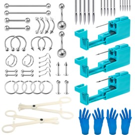 YOFANST Disposable Ear Nose Piercing Kit Home Self Safety Kit with Nose Ear Earring Studs, Style E