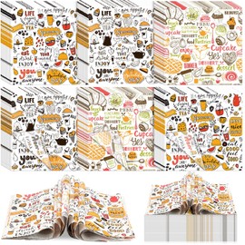 Fumete 600 Pcs 12 x 12 Inch Deli Paper Sheets Bulk Grease Proof Sandwich Wrapping Paper Disposable Kraft Food Tray Basket Liners for Picnic BBQ Festival Party Restaurant Supply, 3 Style Patterns