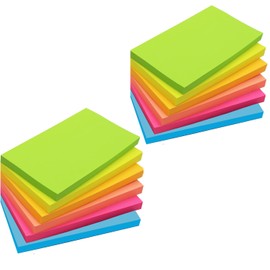 12 Pads-3 Inch x 5 Inch Large Sticky Notes, 76 x 127 mm 6 Brilliant Colors Assorted Self-Stick Pads,80 Sheets Each Pad for Reminder, Check List