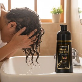 Shampoo Champú Tinte Negro Cubre Canas 3 En 1