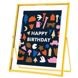 Calculs Happy Birthday To You Decorative Signage 'Content Replacable' Gold Floating Picture Frame for Birthday Party Photo Display Holders Gifts 10 Inches
