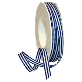 Morex Ribbon Polyester Grosgrain Striped Decorative Ribbon, 20 Yard, Royal Blue, 3/8 in